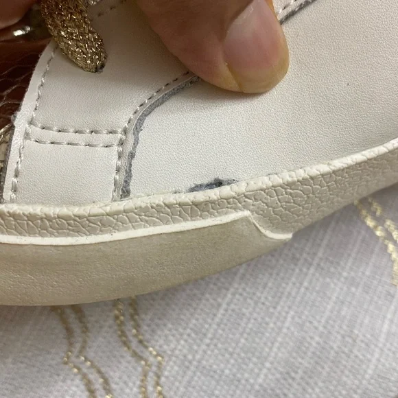 Dolce Vita Gold and White Sneakers with Metallic Accents - Picture 9 of 10